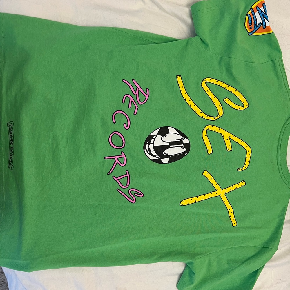Chrome hearts sex records men T shirt lime green size large